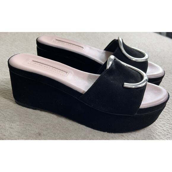 Aves Les Filles Addison Black Platform Sandals Women's Size 6.5 M Ring Accent - Picture 5 of 11